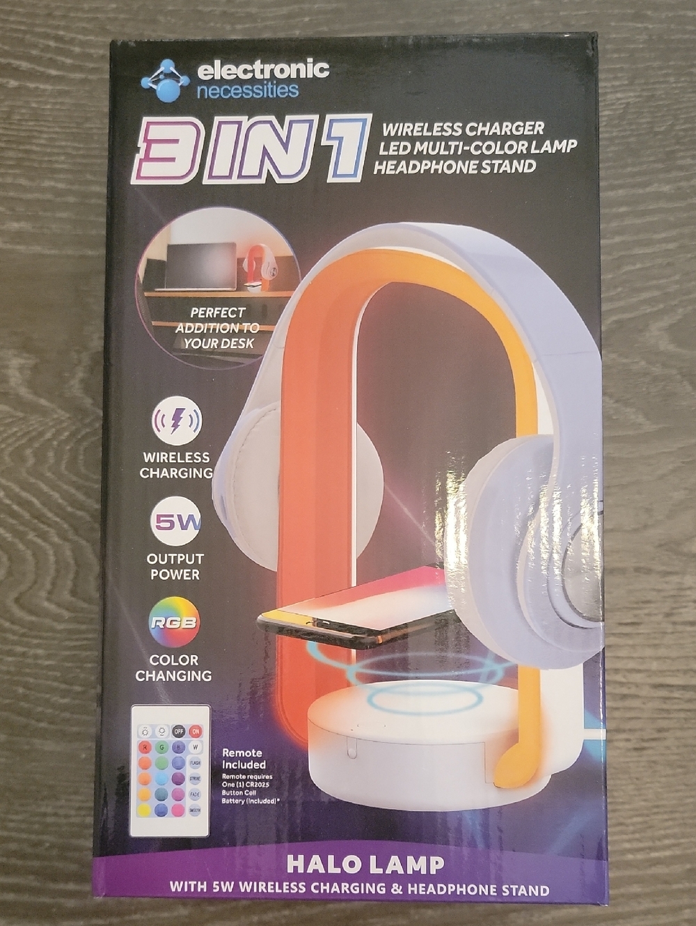 3 N 1 Wireless Charger, Headphone stand, and led Lamp
